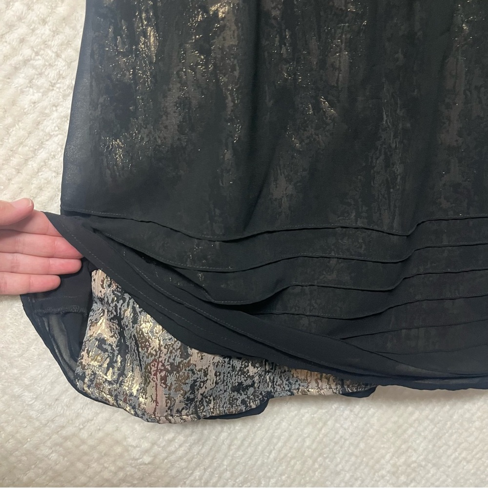 Forever 21 Metallic Black and Gold Dress Sleeveless Fit and Flare Formal Medium - Picture 6 of 12